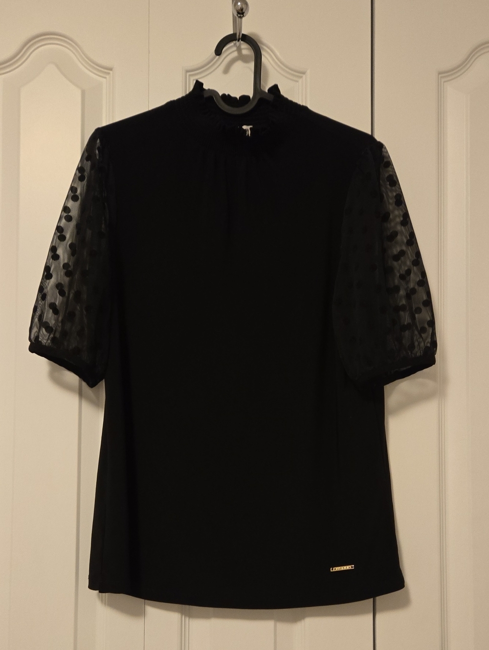 Anne Klein Women's Black Puff-Sleeve Top